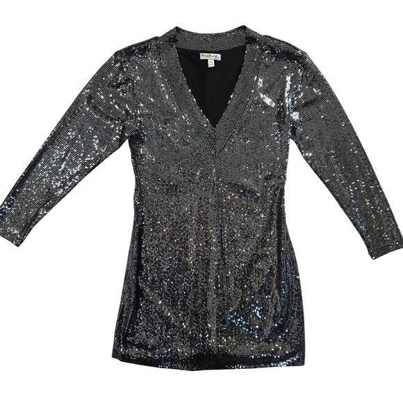 Y2K Xtraordinary Sequin Dress V Neck Party Cocktail Mini Junior M (S) Dress - Picture 11 of 12